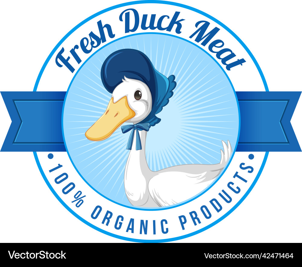 Logo design with fresh duck meat vector image