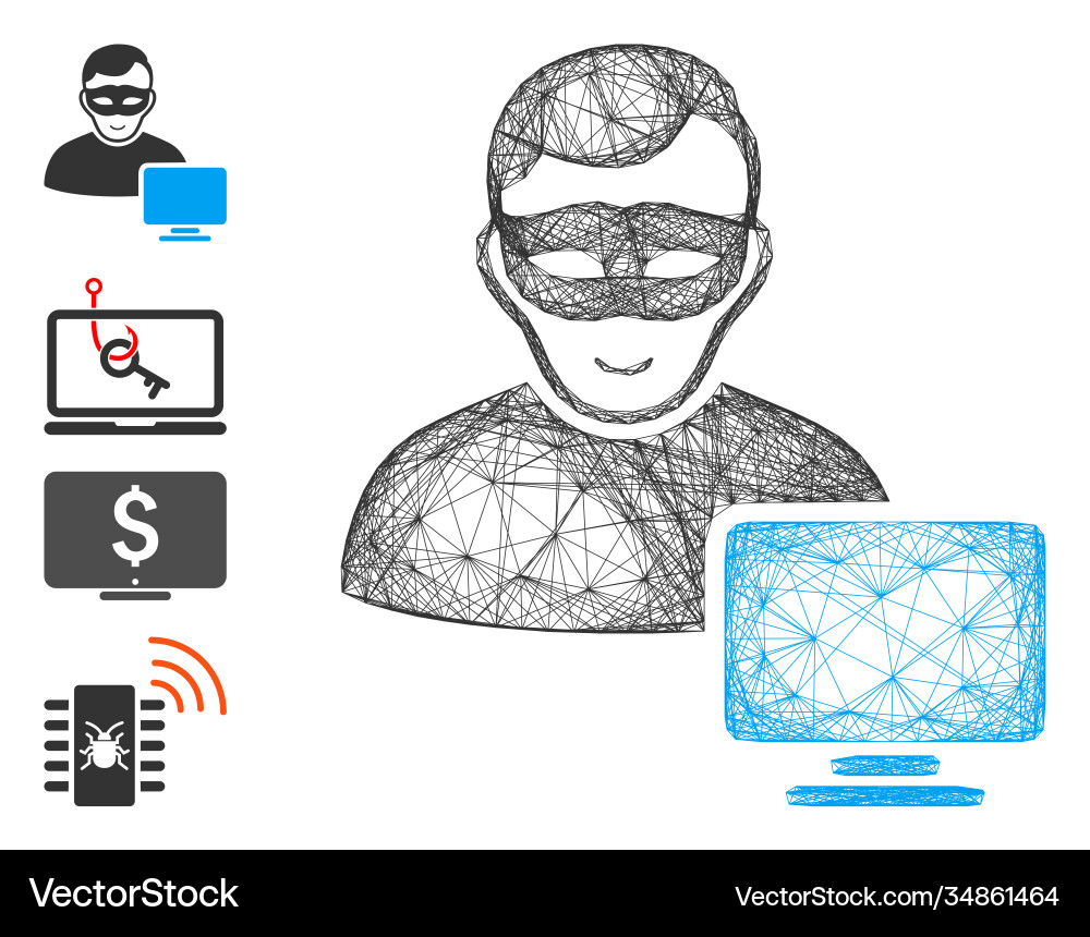 Network computer hacker mesh Network computer hacker mesh vector image