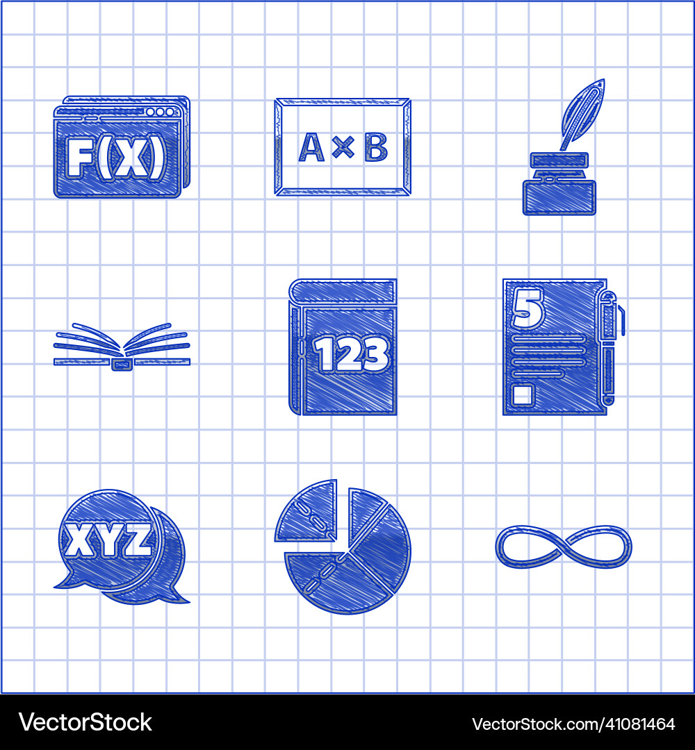 Set book with word mathematics graph schedule Set book with word mathematics graph schedule vector image