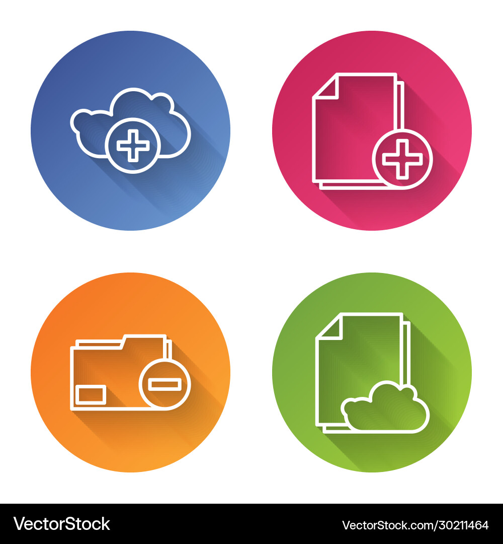 Set line add cloud new file document folder Set line add cloud new file document folder vector image