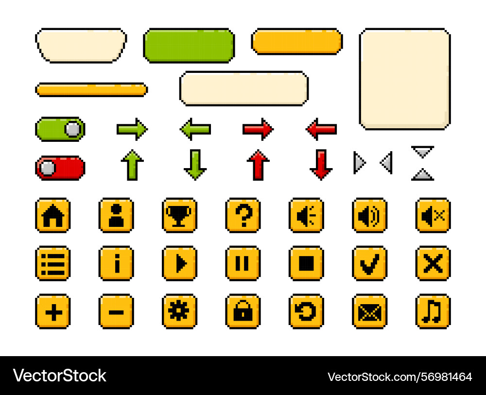 Set von Tastenrahmen für ui Spieldesign vektorbild