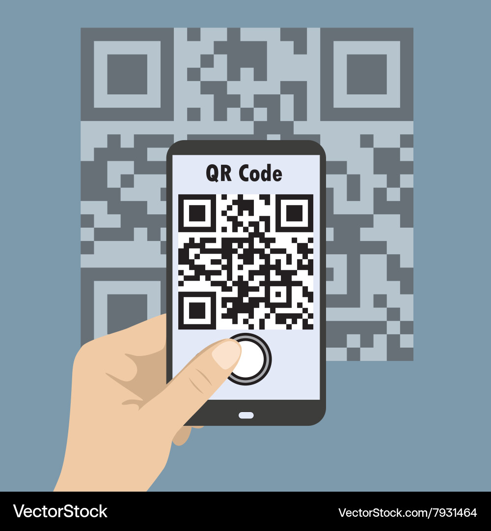 Smartphone concept with a qr code scanning Vector Image