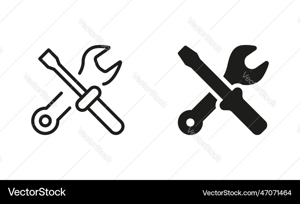Toolkit linear and silhouette icon set cross Toolkit linear and silhouette icon set cross vector image