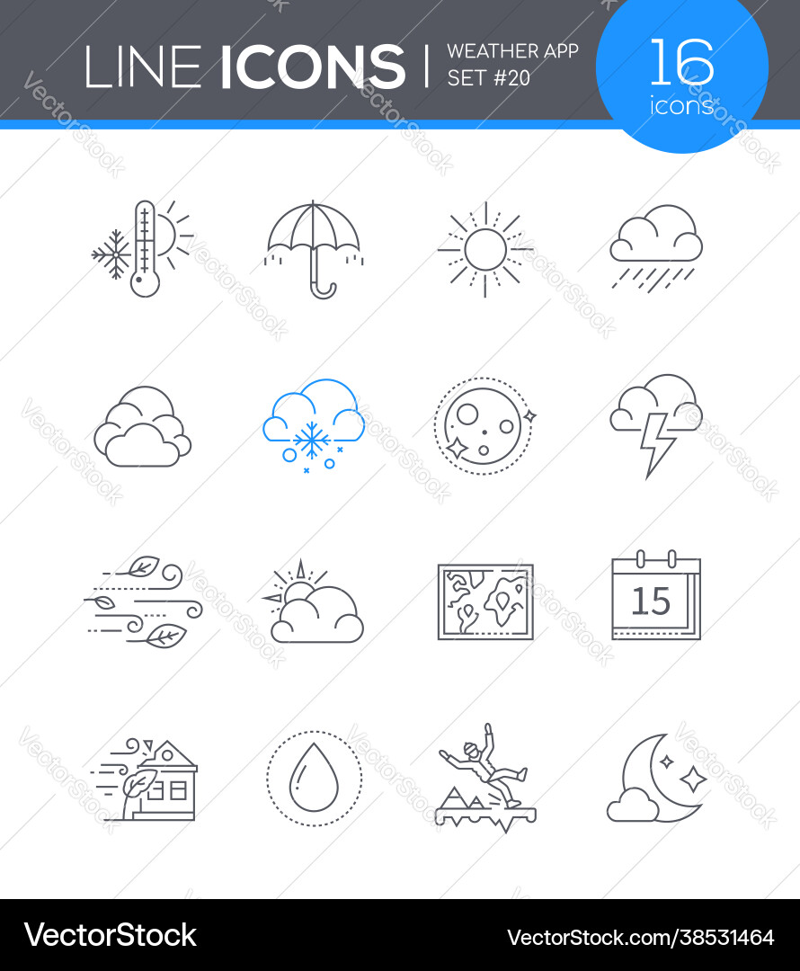 Wetter Line Icons - Saisonale Wettervorhersage Vektorbild