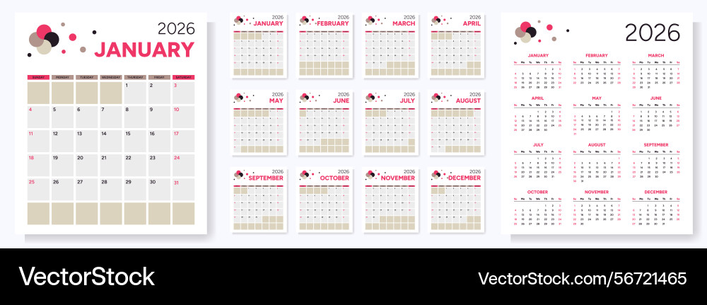 2026 calendar with notepad Vector Image