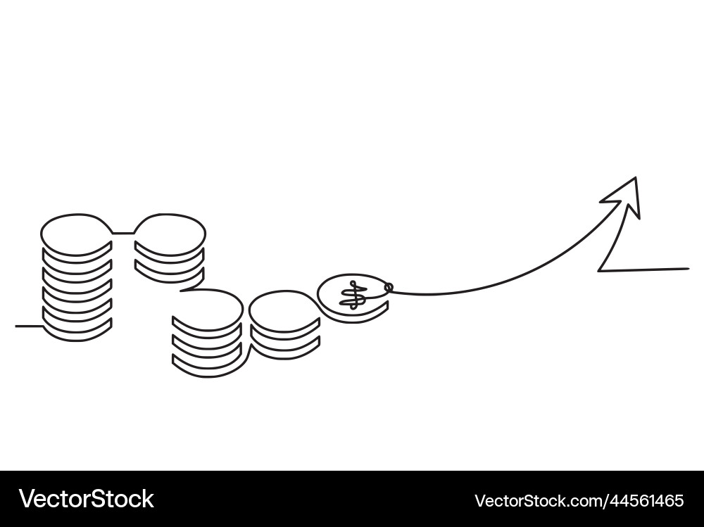 Abstract coins with arrow as continuous lines vector image