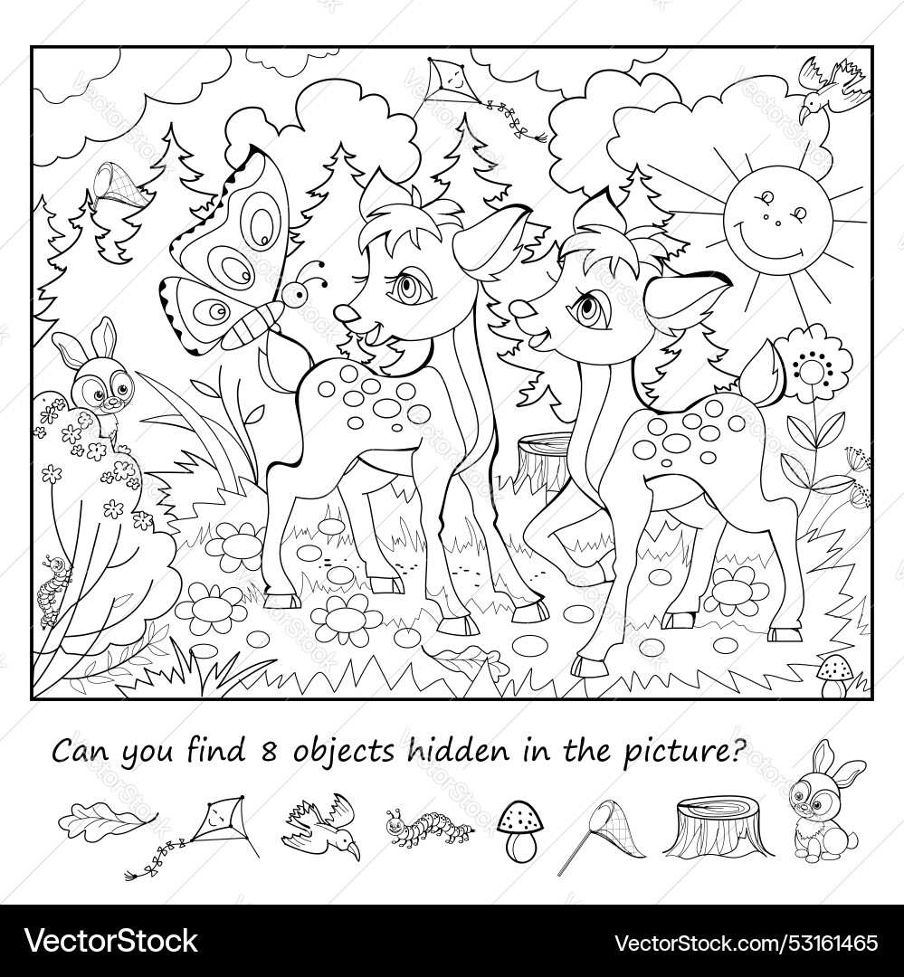 Can you find 8 objects hidden in the picture Can you find 8 objects hidden in the picture vector image