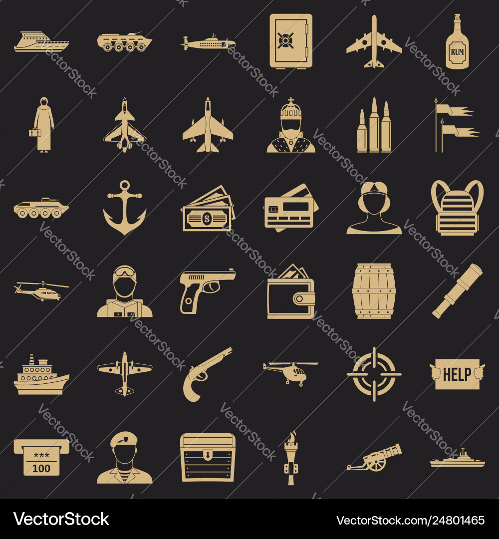 Combat target icons set simple style Vector Image
