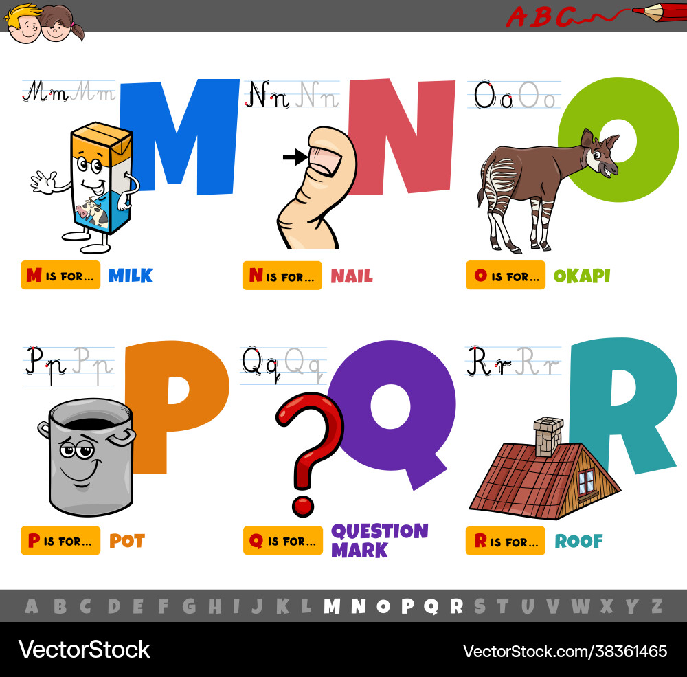 Educational cartoon alphabet letters for kids vector image