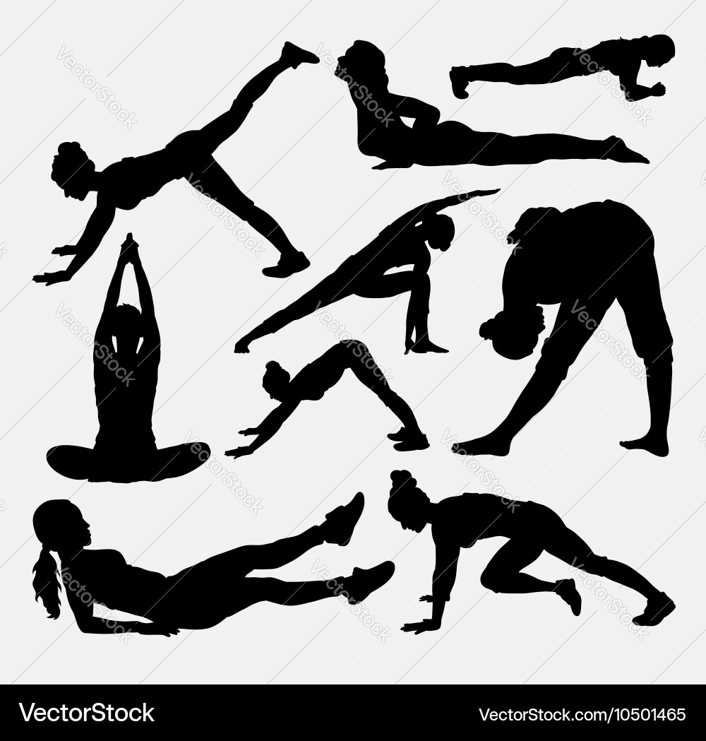 Female Pilates Silhouette Vector Image