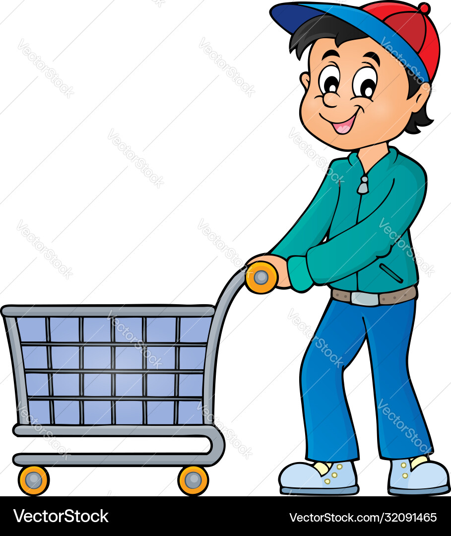 Man with Shopping Cart vector image