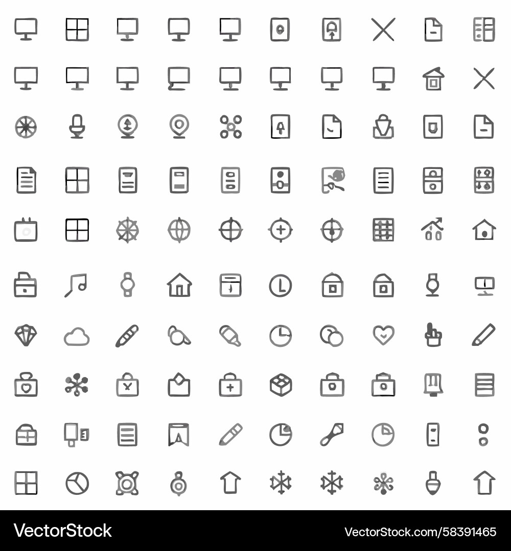 Minimalist Line Icons - UI Elements Vector Image