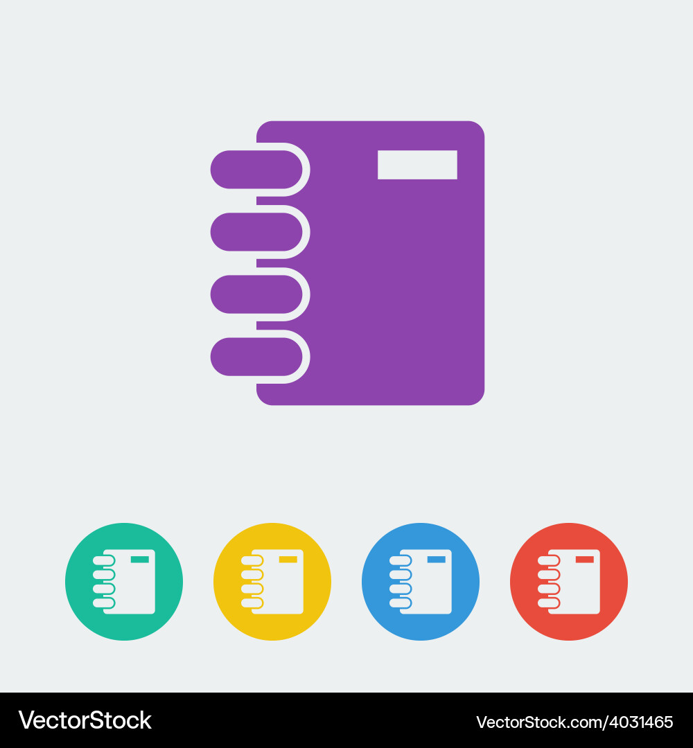 Notebook flat circle icon vector image