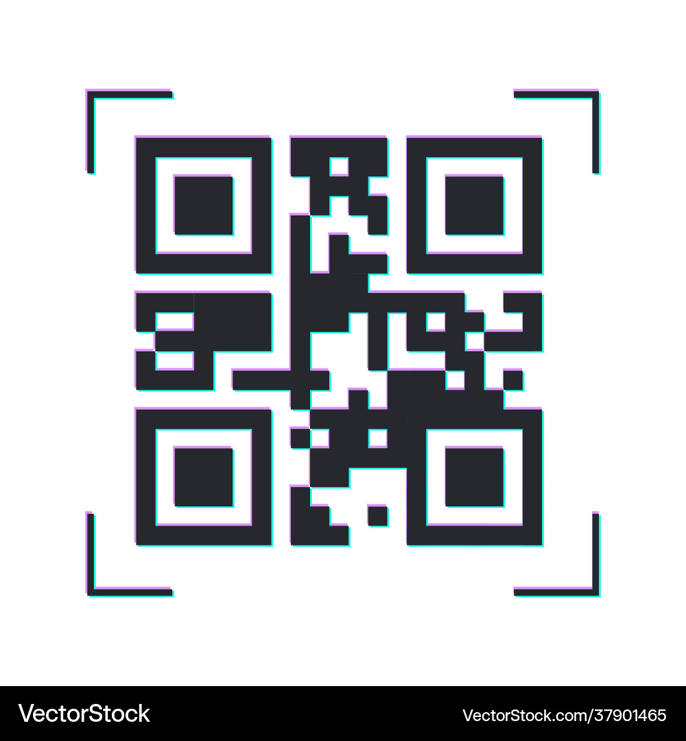 Qr code digital scanning label in cyber style vector image