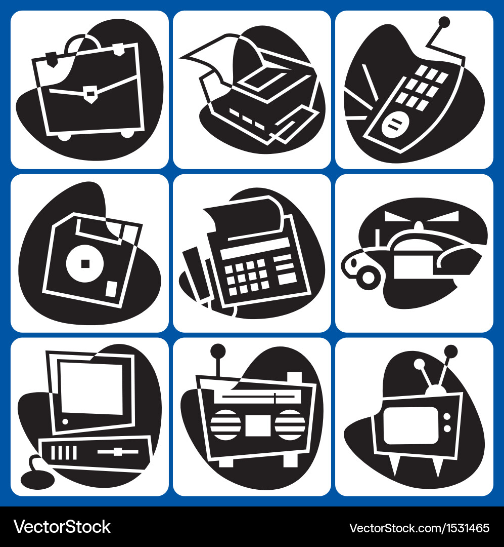 Retro computer icons vector image