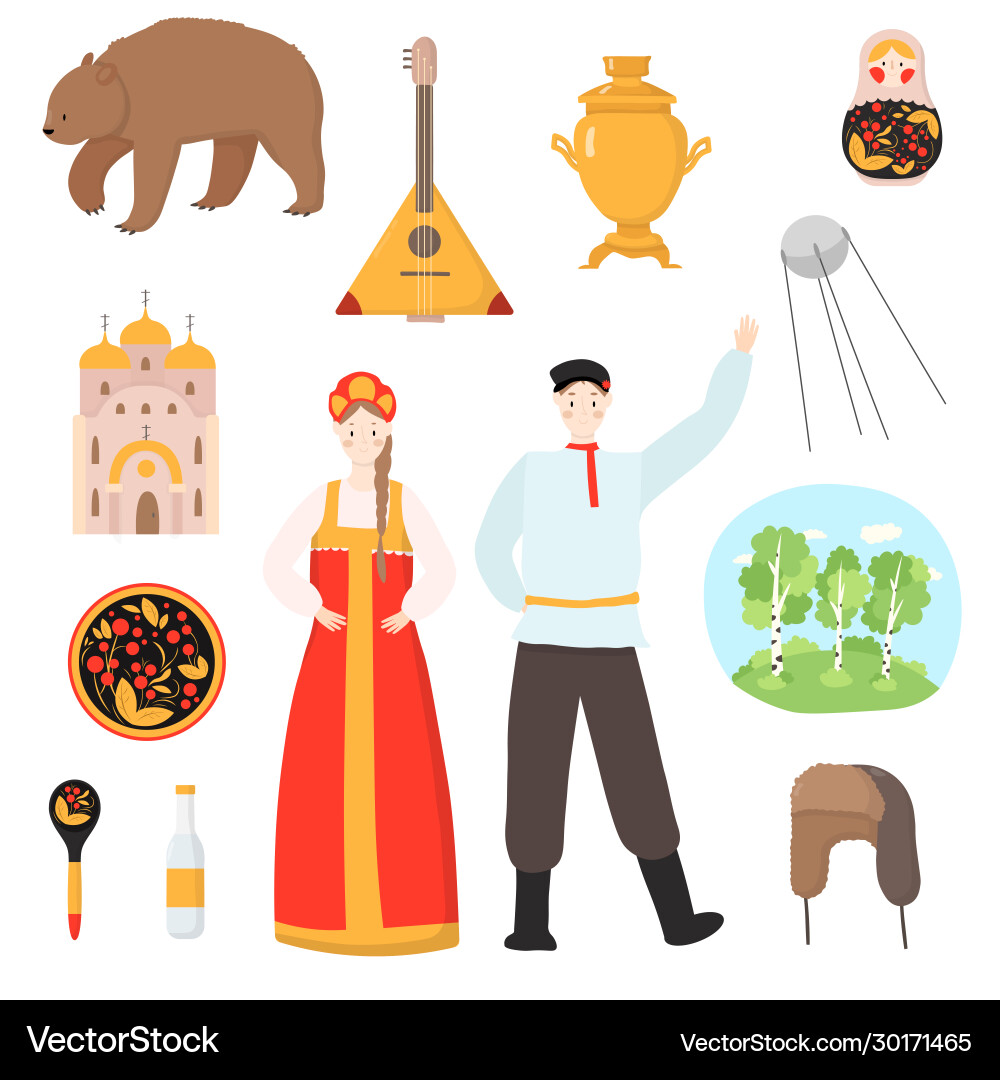 Russian national traditional travel images Russian national traditional travel images vector image