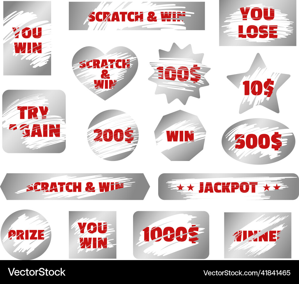 Silver scratchcard scratch and win game instant Vector Image