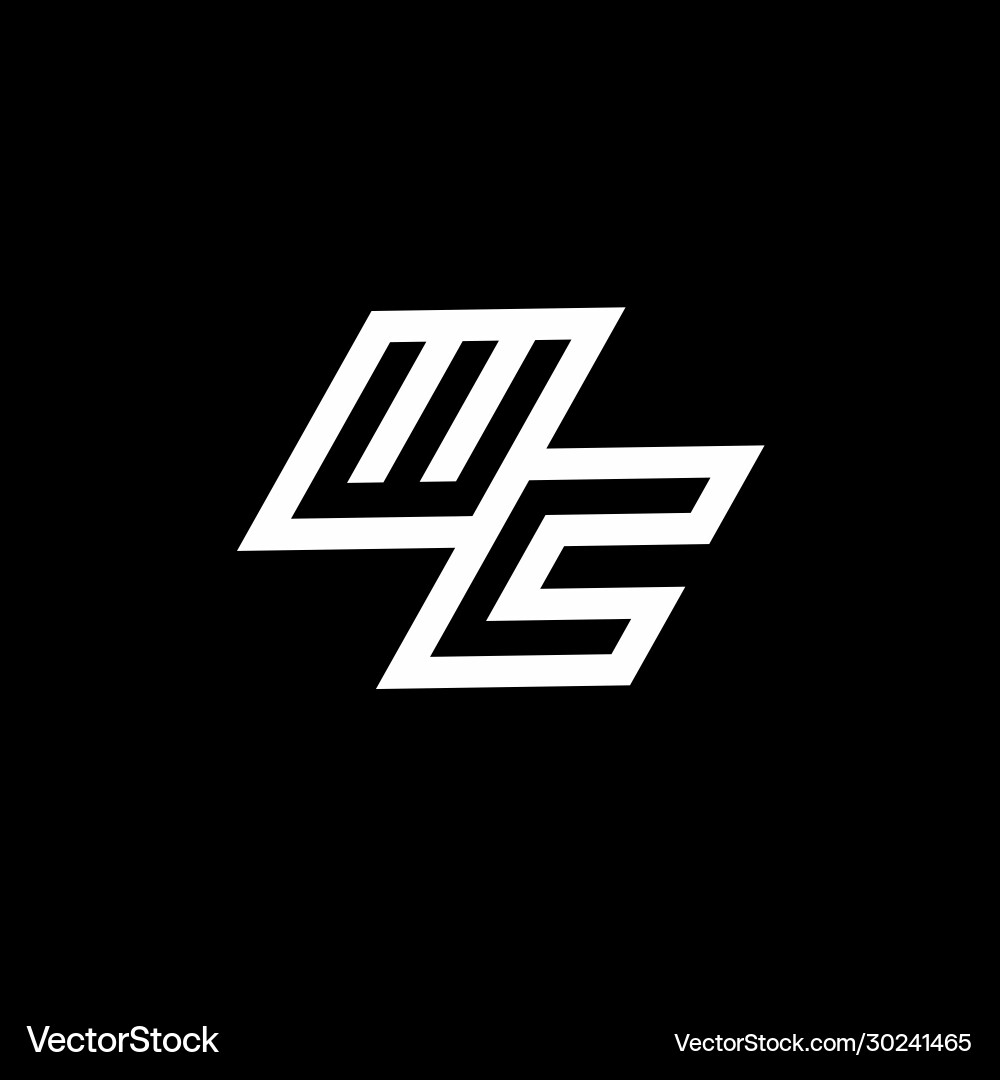 Wc logo monogram with up to down style negative Wc logo monogram with up to down style negative vector image