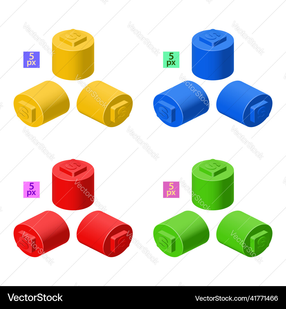 3d set of colored constructor kit in isometry 3d set of colored constructor kit in isometry vector image