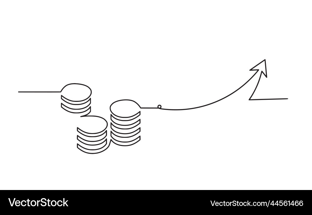 Abstract coins with arrow as continuous lines vector image