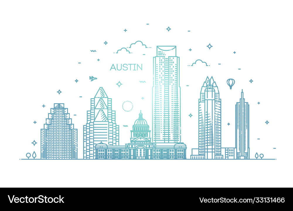 Austin architecture line skyline Austin architecture line skyline Vector Image