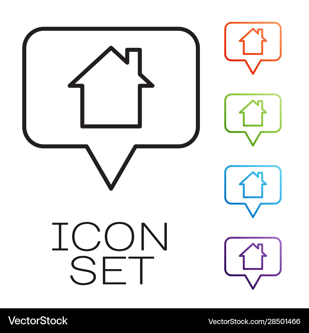 Black line map pointer with house icon isolated vector image