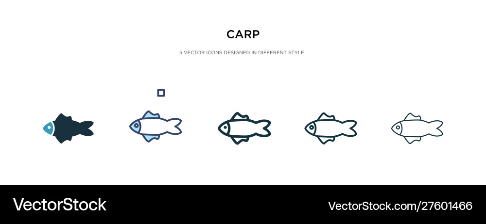 Carp icon in different style two colored Vector Image