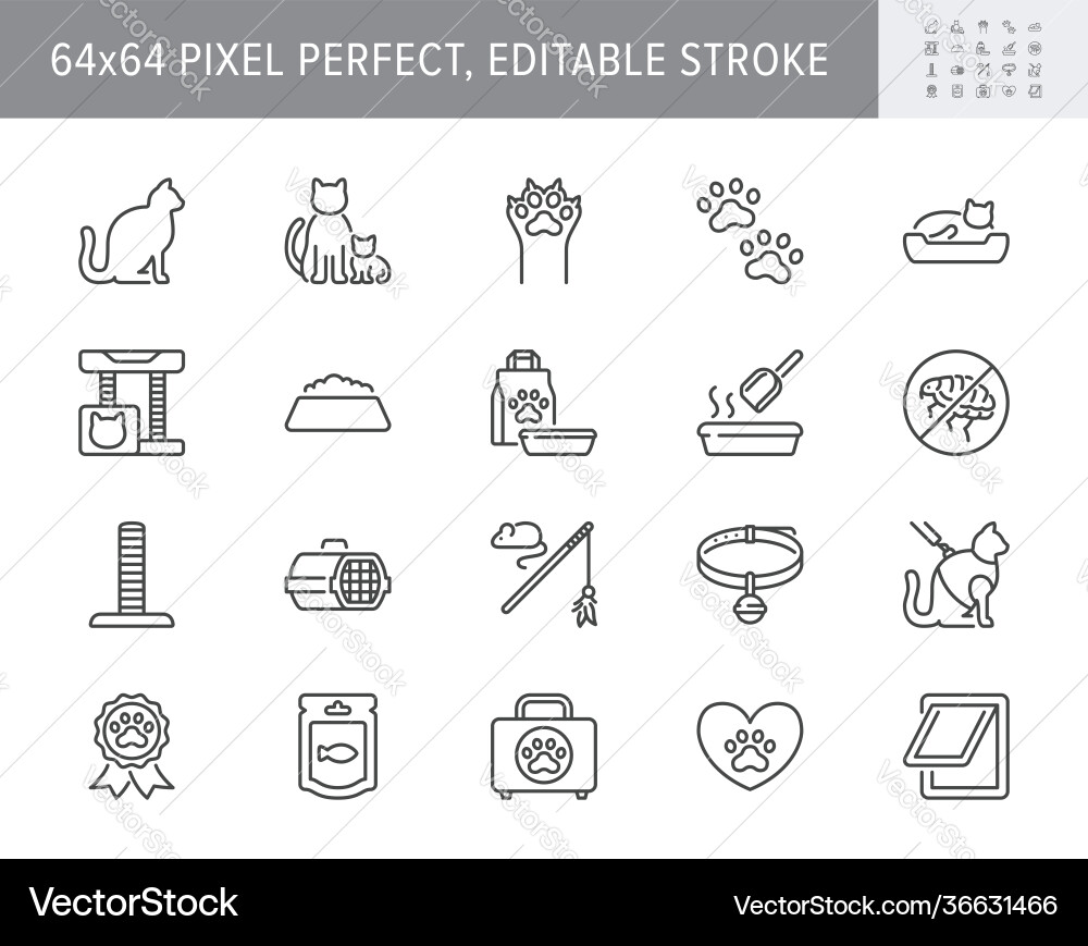 Cat stuff line icons include Cat stuff line icons include vector image