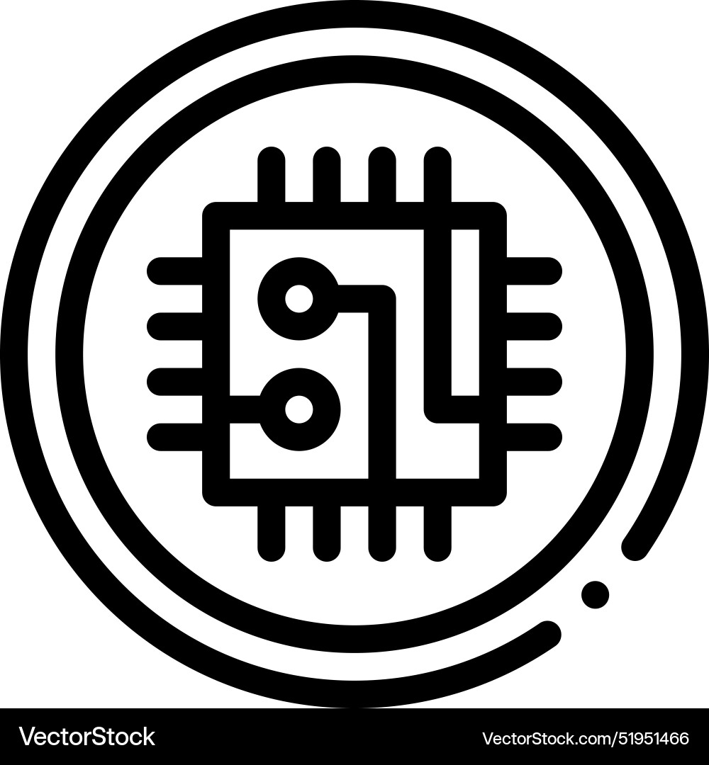 Chip icon thin linear style design isolated Chip icon thin linear style design isolated vector image
