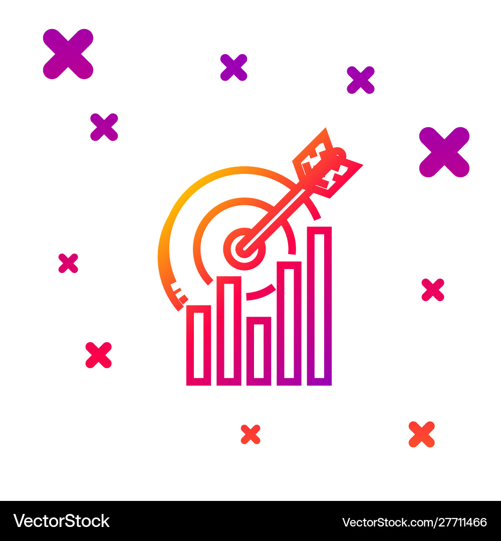 Color line target with graph chart icon isolated Color line target with graph chart icon isolated vector image
