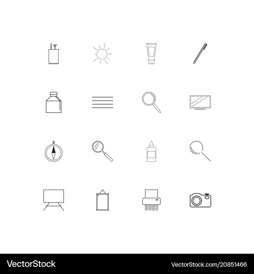 Creative process and design linear thin icons set vector image