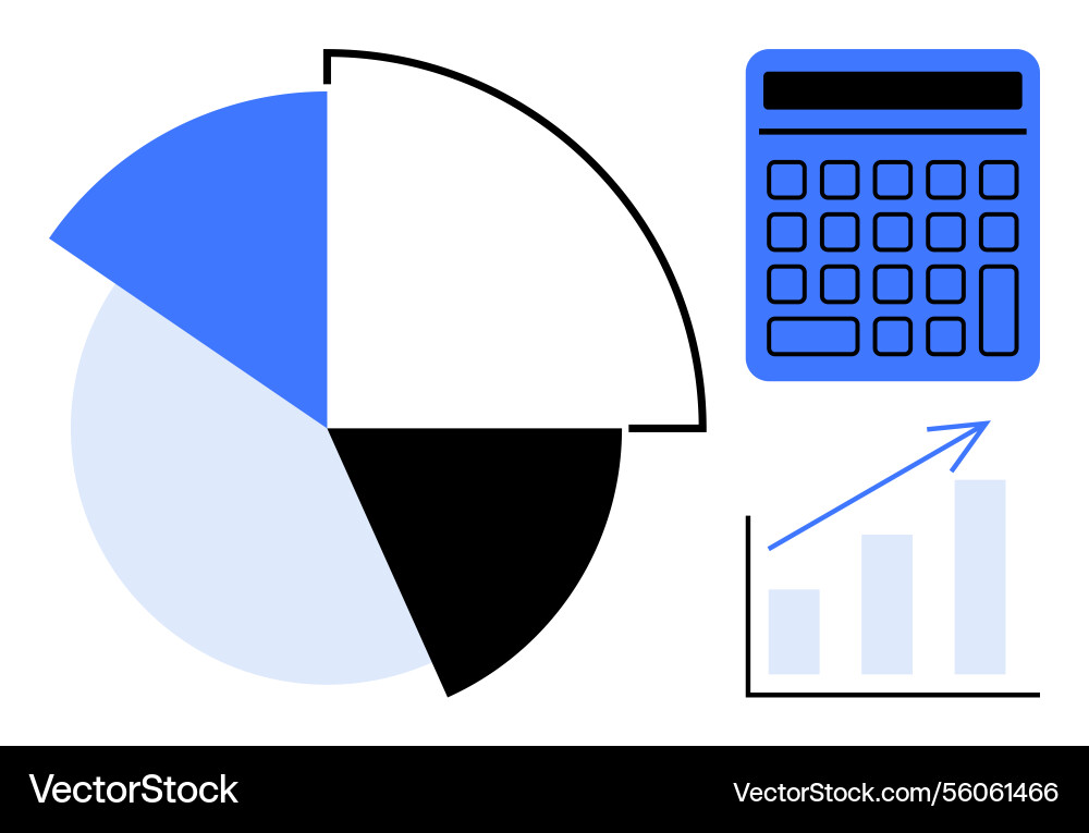 Data analysis with pie chart calculator Data analysis with pie chart calculator vector image