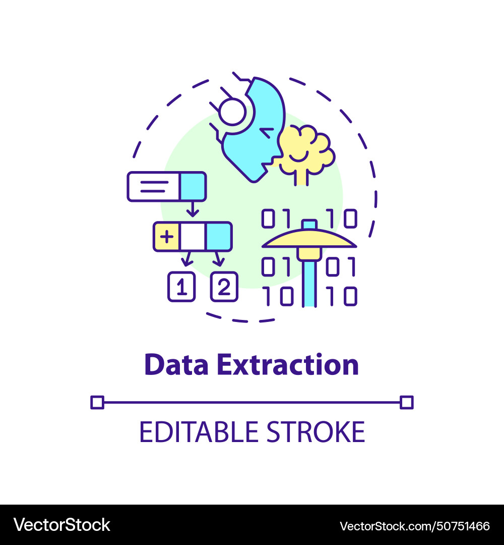Data extraction multi color concept icon Data extraction multi color concept icon Vector Image