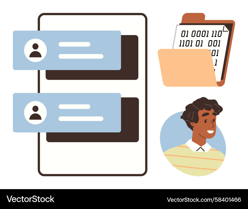 Digital Communication & User Data Vector Image