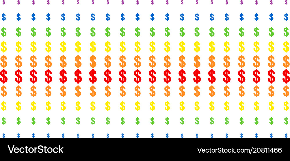 Dollar shape halftone spectrum array Dollar shape halftone spectrum array vector image