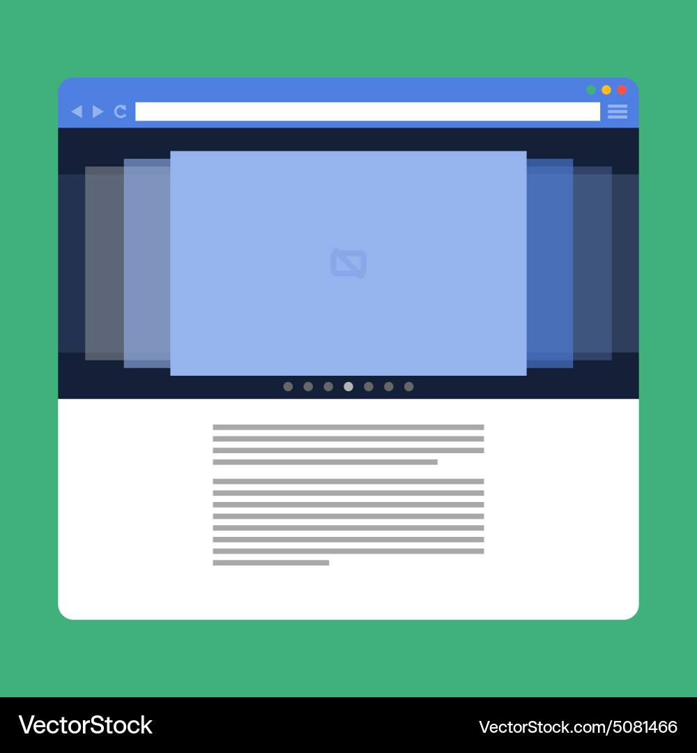 Flat browser window with photo slideshow vector image