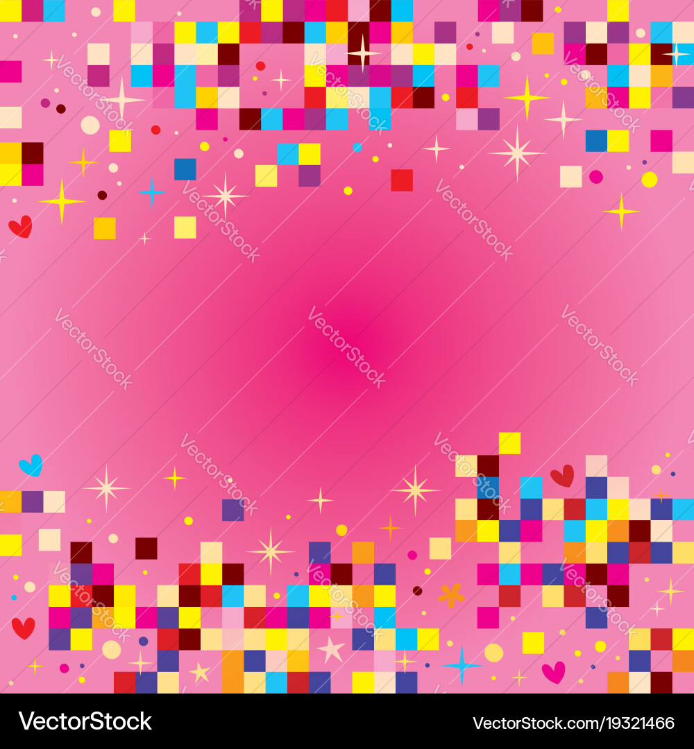 Fun pixel squares background design elements vector image