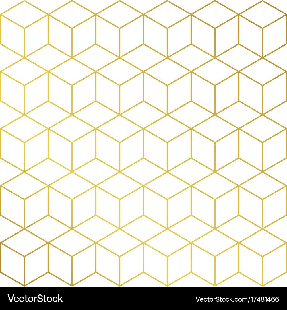 Gold Geometric Cube Pattern Royalty Free Vector Image