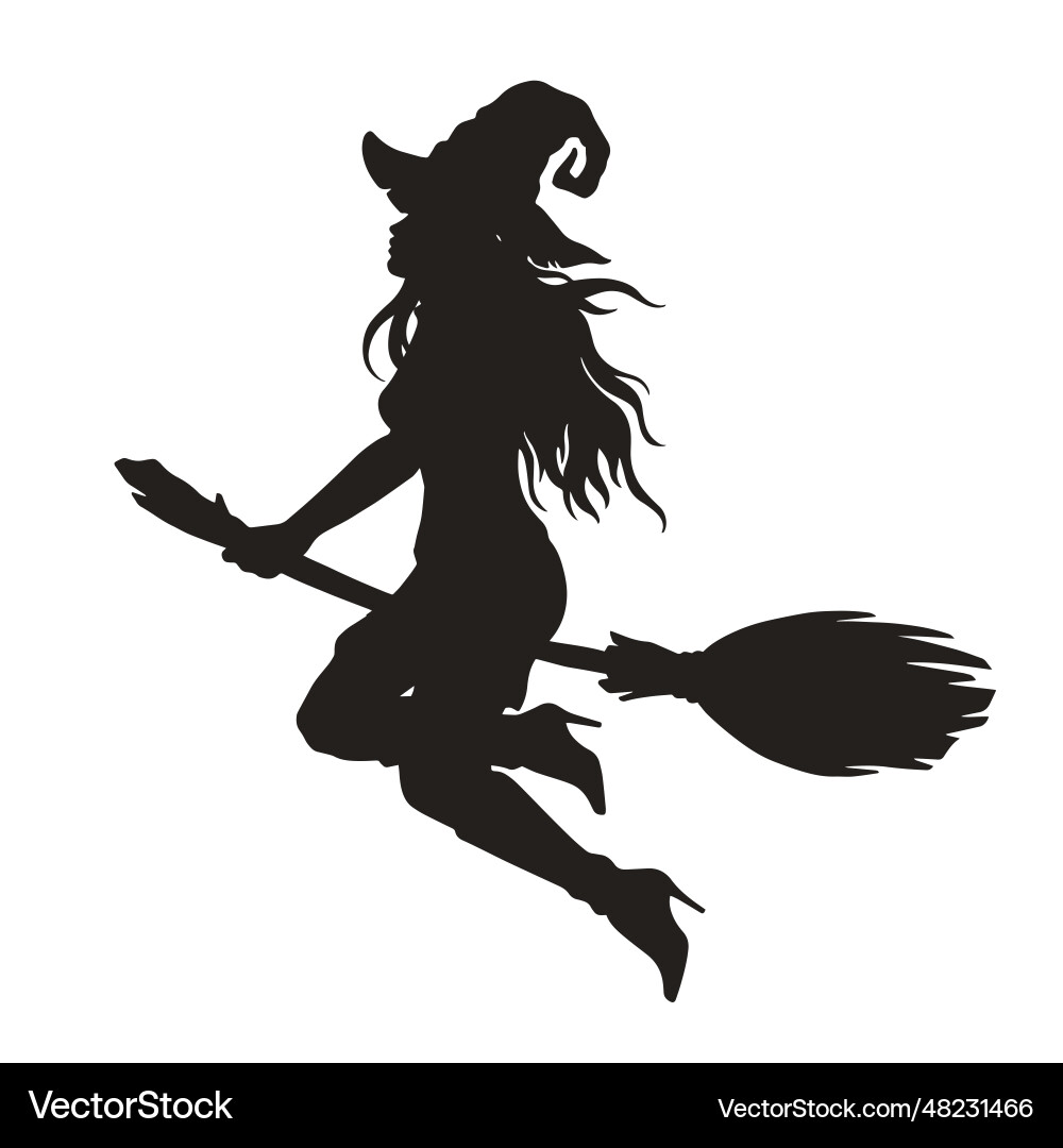 Halloween Witch Silhouette Sticker Vector Image