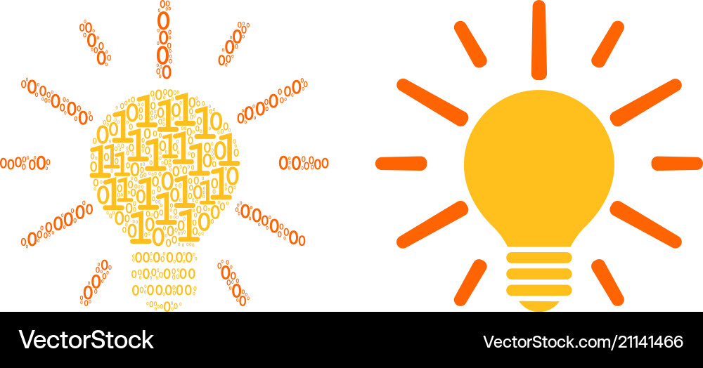 Light bulb collage of binary digits Light bulb collage of binary digits vector image
