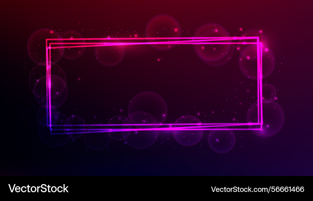 Neon rectangular frame with shining effects Neon rectangular frame with shining effects Vector Image