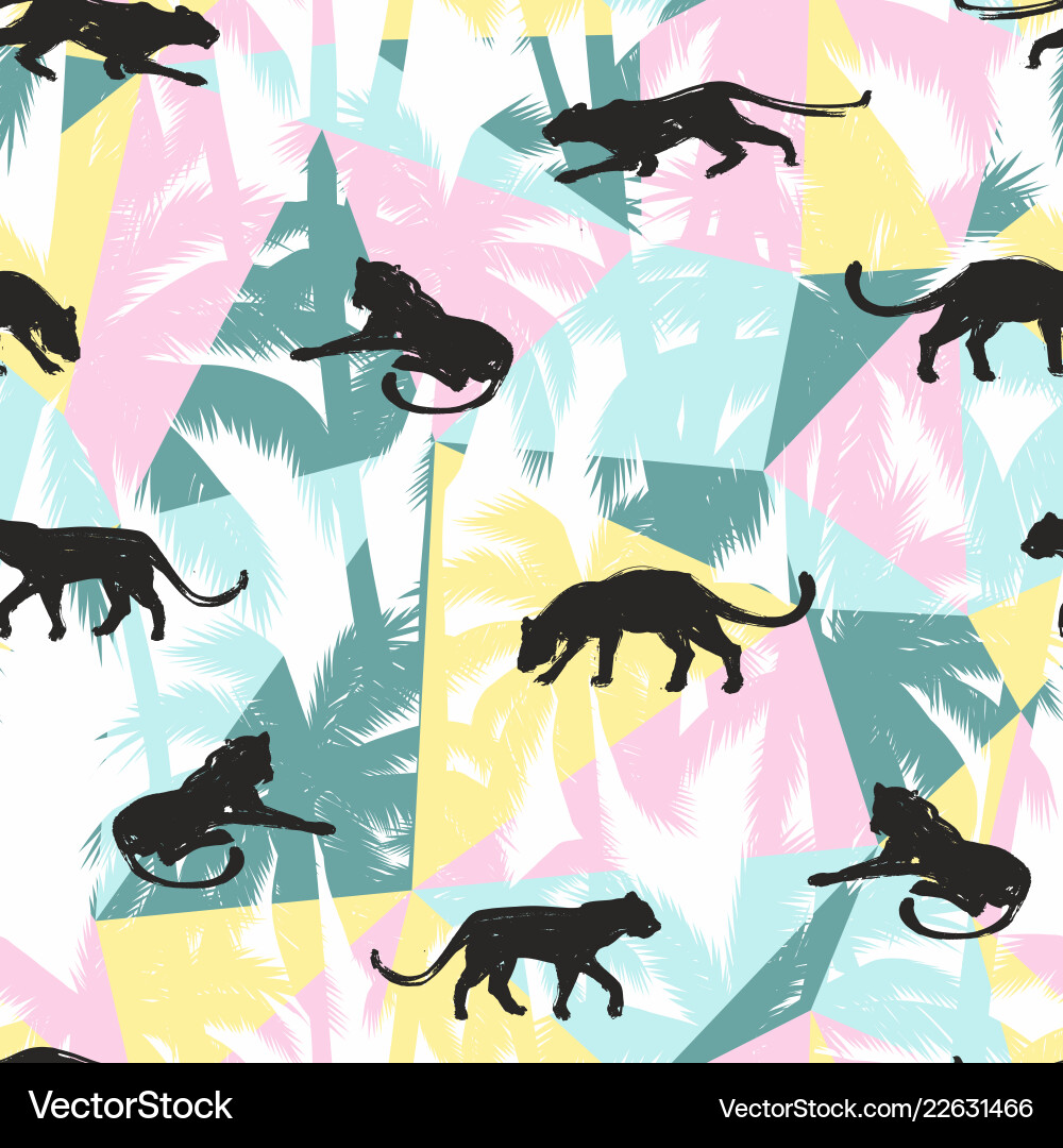 Seamless pattern with leopards and abstract Vector Image