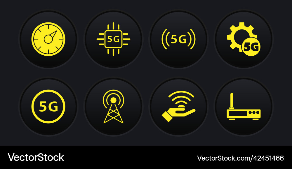 Set 5g network setting antenna processor Set 5g network setting antenna processor vector image
