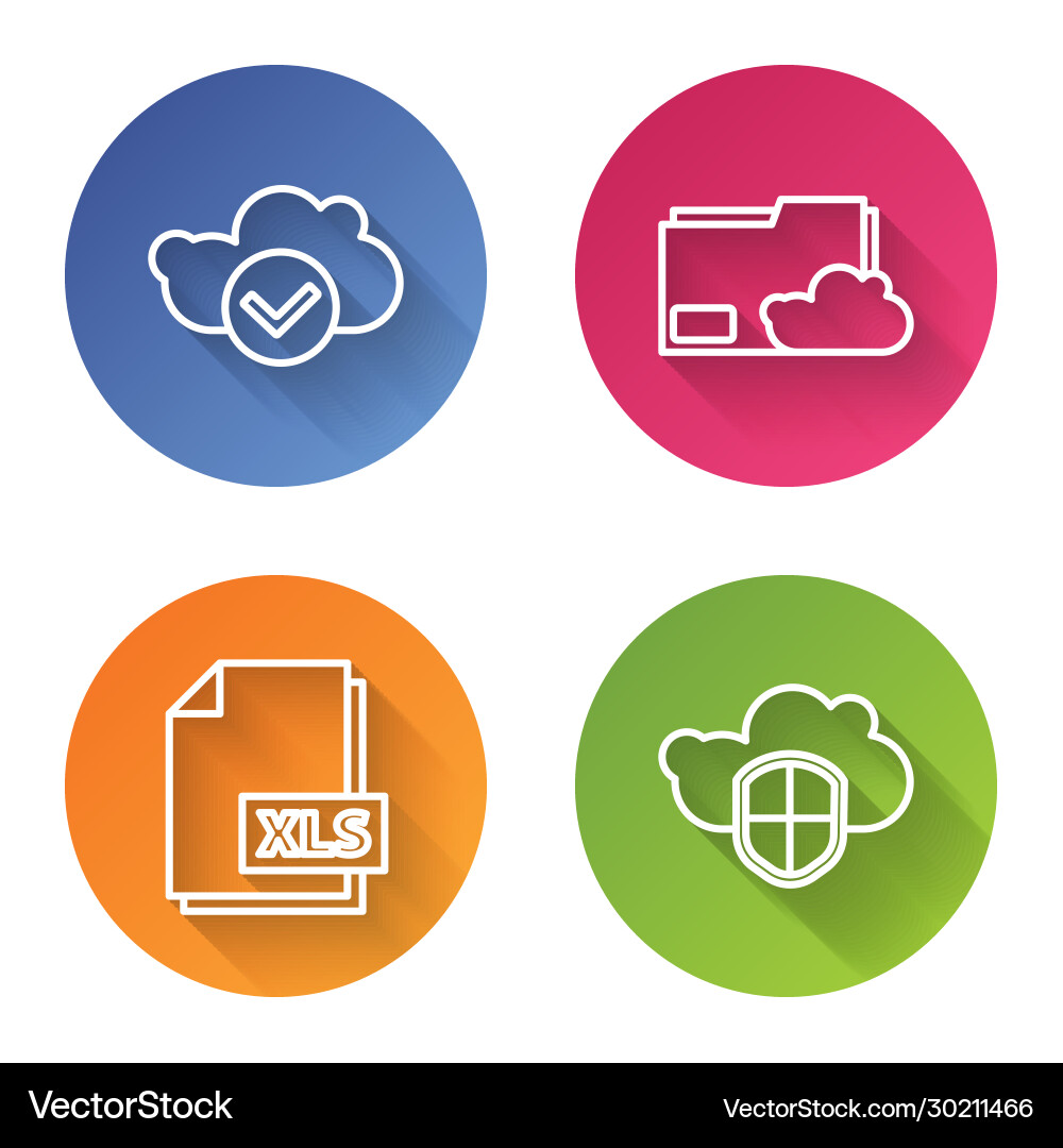 Set line cloud with check mark storage text Set line cloud with check mark storage text vector image