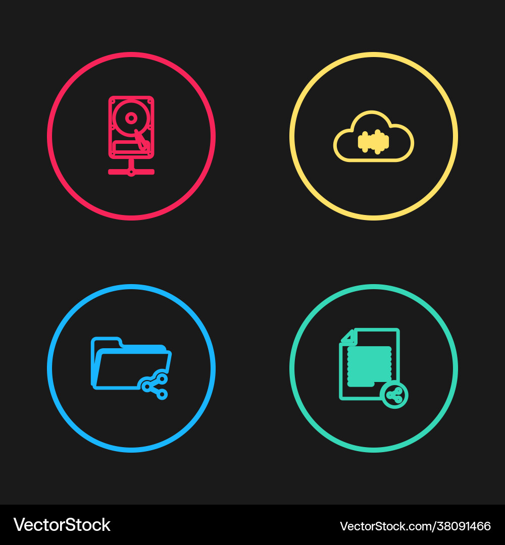 Set line share folder file music streaming Set line share folder file music streaming vector image