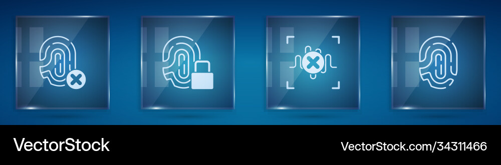 Set rejection fingerprint with lock Set rejection fingerprint with lock Vector Image