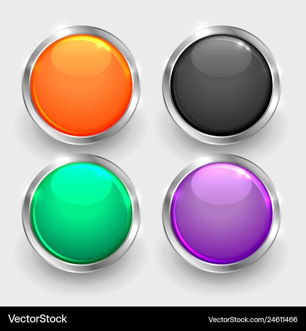 Shiny Round Glossy Buttons Set vector image