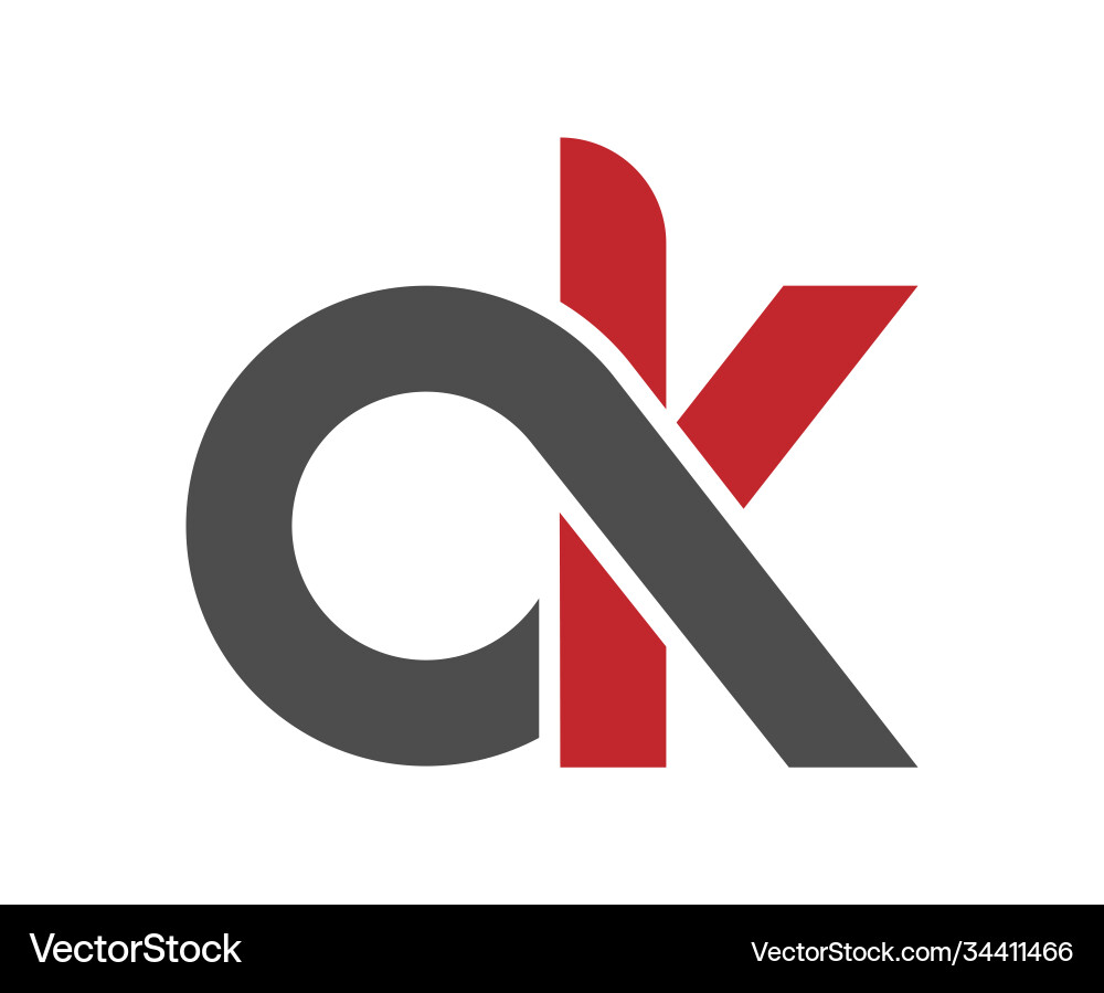 Stylized lowercase letters a and k are linked Stylized lowercase letters a and k are linked vector image