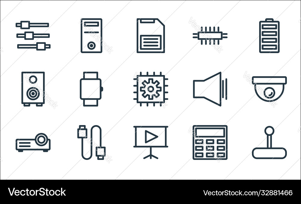 Technology line icons linear set quality Technology line icons linear set quality vector image