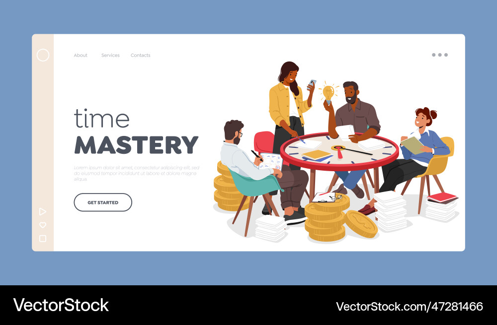 Time mastery landing page template efficient Time mastery landing page template efficient Vector Image